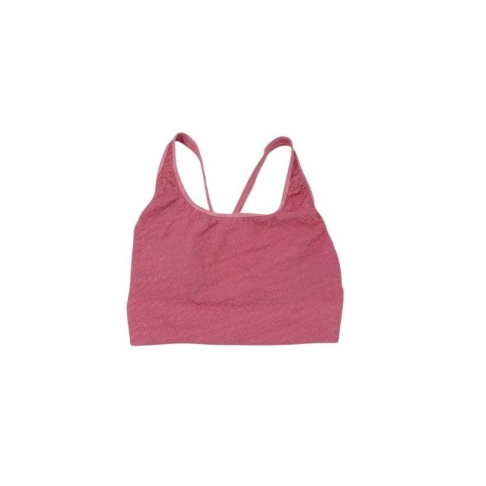 NUX Cropped Crinkled Crisscross Open Back Cropped Top Blush Pink Large